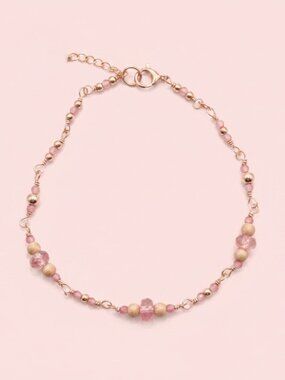 Feminine Pink Tourmaline Bracelet with Filled Rose Gold Accents